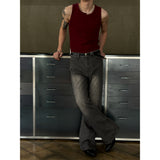[MUSCLE FIT] Unbalance slit sleeveless(4color)