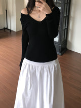 ルビンオフショルダーニットウェア (2 カラーズ)