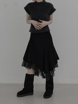 Anti-Fur Half-Pola Short-Sleeve Knit