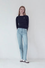 KIRSH PLAIN LINE POINT CABLE KNIT - DARK NAVY   