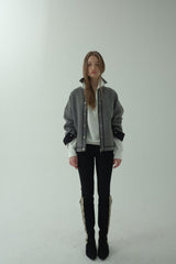 WOOL BLENDING ZIP-UP JACKET_MELANGE GRAY