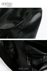 burgundy cropped wide leather jacket