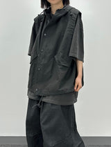 button hooded vest
