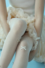 ribbon fishnet tights (ivory)