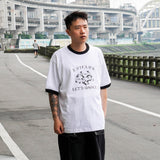 ディストレストバンブーコットンプリントTシャツ