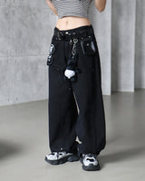 [UNISEX] カーペンターブラックデニムワイドパンツ