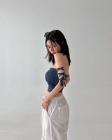 strap denim crop top
