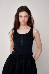 Beads Lip Sleeveless (Cream)