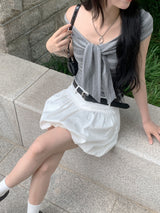 [🖤MD PICK] シネマストライプタイオフショルダートップ (Gray)