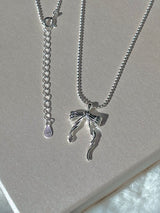 silver925 ribbon ball necklace