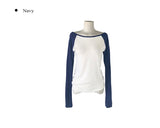 Keuen Raglan Color Matching See-through Long Sleeve T-shirt