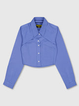Crop Double Collar Shirts (Sky Blue)