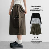 Lovely Hip Rivet Layered Pocket cargo Bermuda Banding Pants (3 colors)