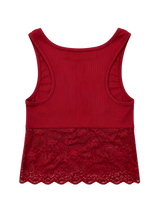 レース ショート スリーブレス[BURGUNDY]