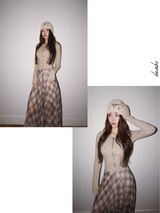 Long Check Chiffon Sharalla Skirt