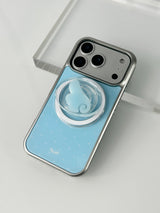 Dotwing Magsafe Silver Glass Bumper Case(Blue)