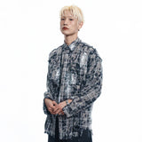 Washed Painted Check Shirt - CHARCOAL
