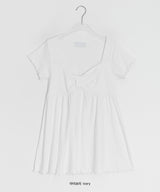 ナヒルズ シャーリング ショートスリーブ レイヤードリボン リブTシャツ