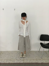Chloe Button Roll Up 3/4 sleeve 2-Way Vneck (5c)