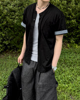 Moment Check Roll-Up Short Sleeve Cardigan