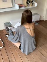 ボクシールーズフィットアンバランスショルダーロングスリーブTシャツ