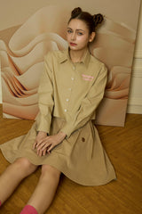 キャンパスラバーベージュクロップシャツ[For women]