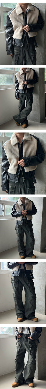Shirring leather mustang