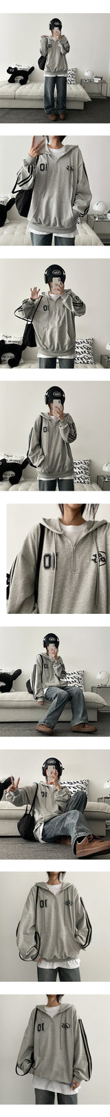 Double Track Half Zip-Up Hoodie