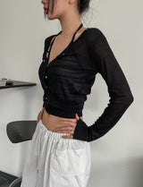 [U-BASIC] Summer snap button see-through cardigan