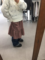 [MD Pick] ティールピーチフリースリネッドロールアップジーンズ (1 Color)