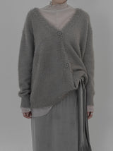 Loose-fit V-neck fur cardigan