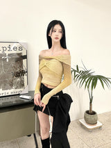 1435. Gradation ribbon off knit (2color)