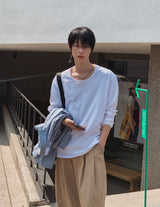 [1+1] コア ベーシック Uネック ロングスリーブ Tシャツ