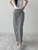 Striped Banding H-Line Long Skirt