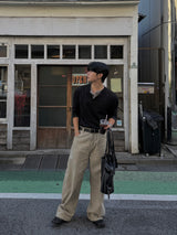 コーデュロイ レイヤード ヘンリーネック ロングスリーブ Tシャツ