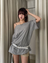 Plie shoulder snap button short sleeve