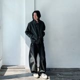 Knee-Pleat Pocket Wide Pants