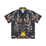 [UNISEX] オートモバイルパーツキャンプカラープリントシャツ（ブラック）