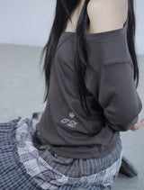 Loose V-Neck Long Sleeve -Brown