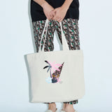 WHITE PRINTED TOTE BAG