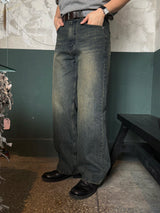 Deep oil denim pants