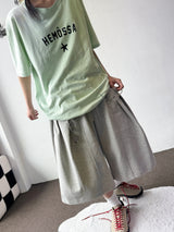 Oval Keyring Pintuck Sweat Balloon Bermuda Shorts 2color