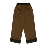 Roll-Up Check Sweat Pants - Brown