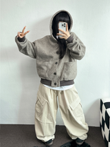 TERRY SHEEP🐑☁🤎HOODIE CARDIGAN JACKET 🤎💛🖤3COLOR