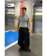 (Muscle Fit) Loop Henley Neck Ribbed Short Sleeve