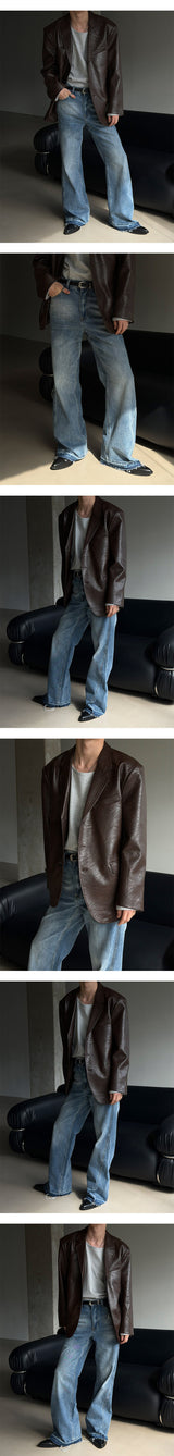 [Unisex]  フェードカットロングフレアデニムパンツ