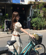 [ festival ] overve long chiffon bloom asymmetrical sk