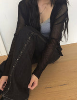 ボエル ノンフェード スタッド デニム ロー ブーツカット パンツ