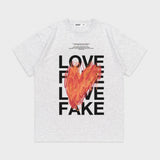 LOVE X FAKE GRAPHIC T-SHIRTS (BLACK)