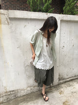[unisex] ガラキバンディングカーゴコットンバミューダパンツ